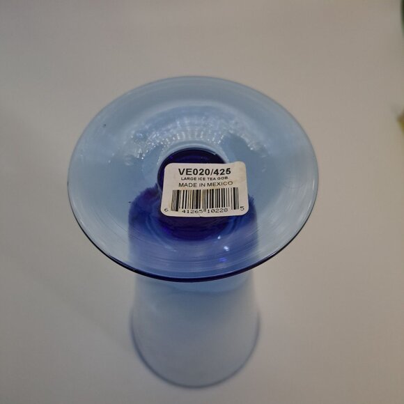 Blue Iced Tea Glass With Flared Rim & Sturdy Base Mexico - Picture 8 of 8